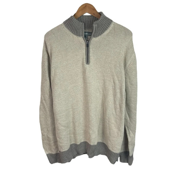 B7 Mens Eddie Bauer 1/4 Zip Mock Neck Preppy Pullover Sweater 2XL - Picture 1 of 5